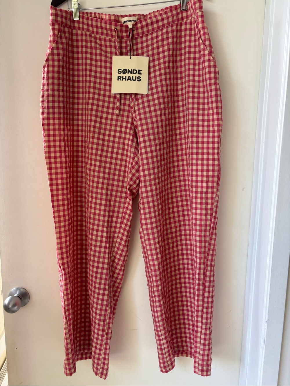 Sønderhaus NWT The Perfect Pant Gingham Wide Leg Women’s Pull on Lounge sz L